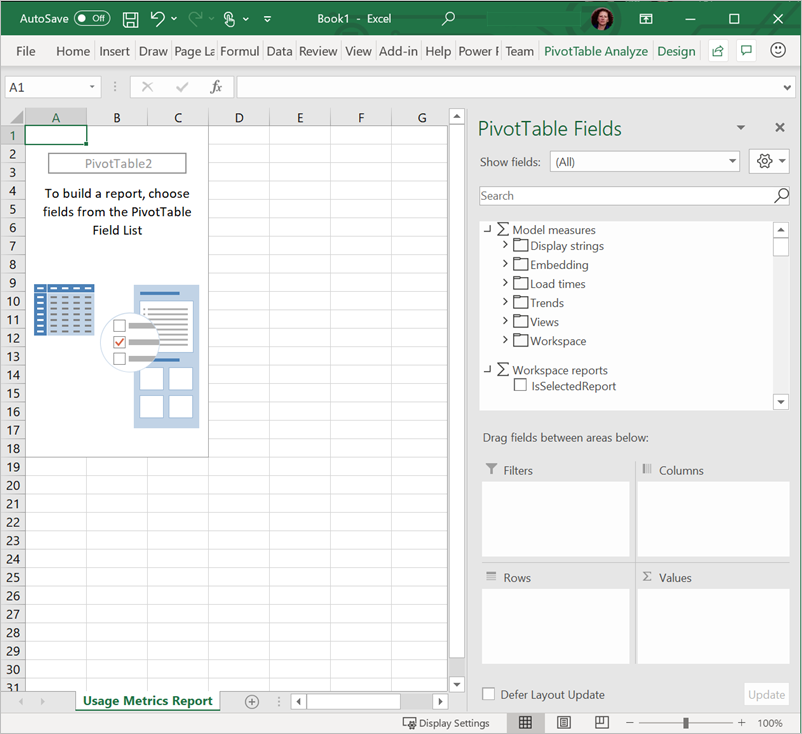 Képernyőkép az Excel kimutatásáról.