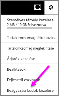 Screenshot of Manage embed codes