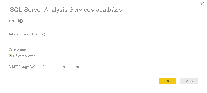 Képernyőkép a SQL Server Analysis Services adatbázis ablakról.