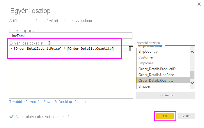 Screenshot that highlights the New column name and Custom column formula fields.