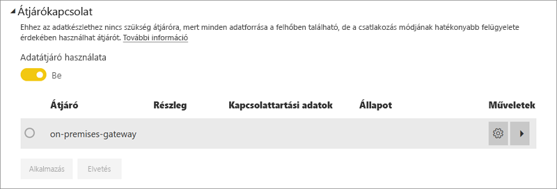 Screenshot of Power BI service's Gateway connection dialog.