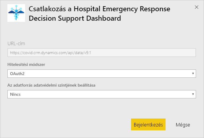 Hospital Emergency Response Decision Support Dashboard app authentication dialog