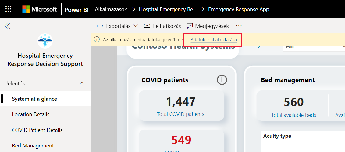 Hospital Emergency Response Decision Support Dashboard app connect your data link