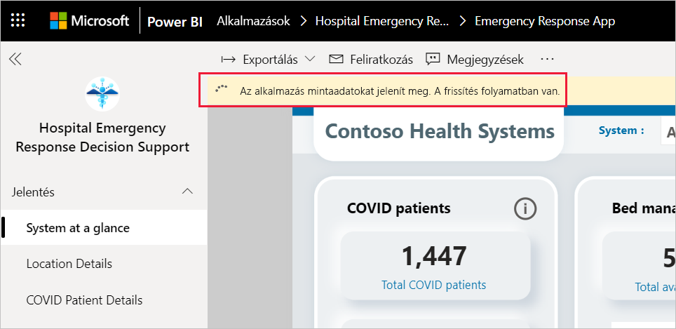 Hospital Emergency Response Decision Support Dashboard app refresh in progress