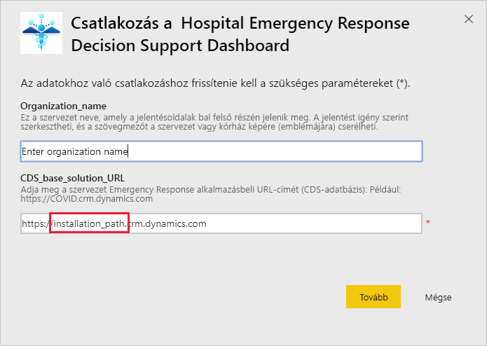 Hospital Emergency Response Decision Support Dashboard app URL dialog