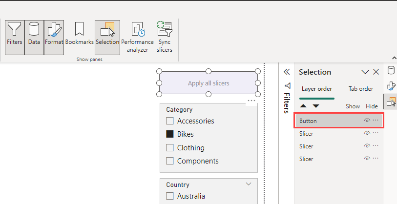 Create Apply all and Clear all slicers button in reports - Power BI |  Microsoft Learn