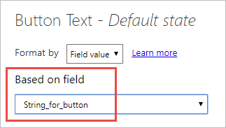 Screenshot of the Text State pane, highlighting the selected field for the button text.