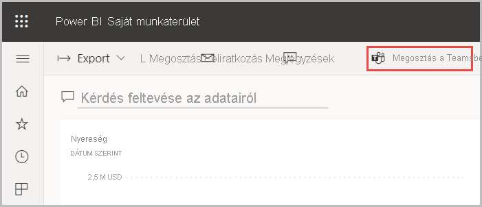 Képernyőkép a Saját munkaterületről, kiemelve a Csevegés a Teamsben lehetőséget.