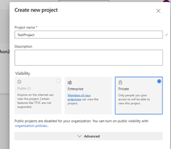 Képernyőkép arról, hogyan adhat hozzá új projektadatokat a PBIP-ben és az Azure DevOps-integrációban.