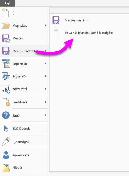 A PBI RS képernyőképe a Mentés funkcióról.