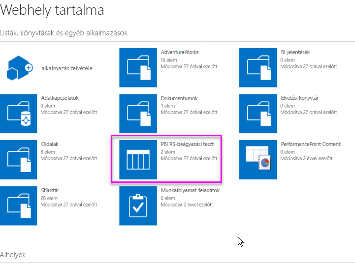 Képernyőkép a Webhely tartalma lapalkalmazásról.