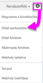 Képernyőkép a Lap szerkesztése lehetőségről.