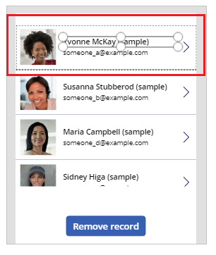 Felső bejegyzés kijelölése egy galériában.