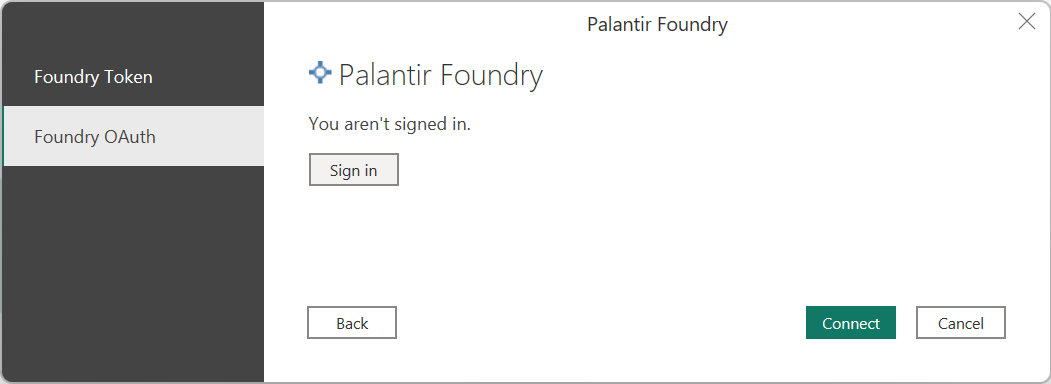 Képernyőkép a Palantir Foundry-hitelesítésről.