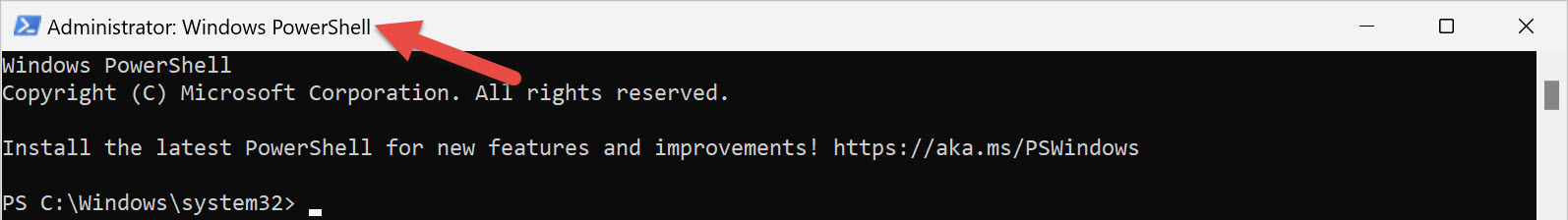 1–5. ábra – Emelt szintű PowerShell-ablak címsora.