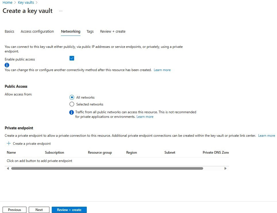 A Hálózatkezelés lapon a nyilvános hozzáférés engedélyezésére szolgáló kijelöléseket bemutató képernyőkép.
