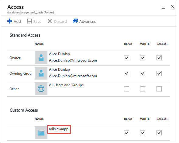 Képernyőkép az Access panelről, amelyen az újonnan hozzáadott csoport szerepel az Egyéni hozzáférés szakaszban.