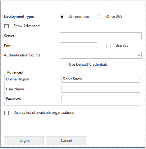 XRM Tooling common login control