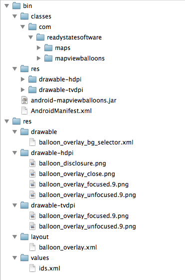 Contents of Android library project .zip