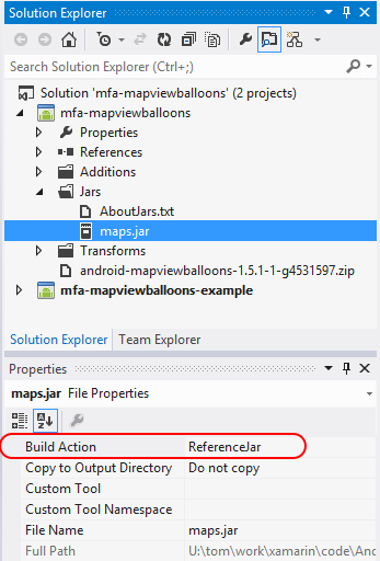 Build action set to ReferenceJar
