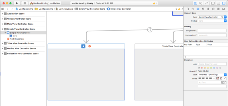 Adding a new view controller with a class named SimpleViewController.