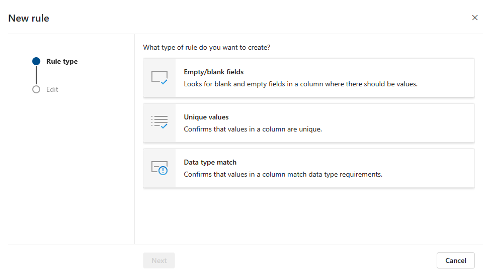 Screenshot of a new data quality rule page for a critical data element.