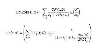 BM25 formula for the BM25 rank feature