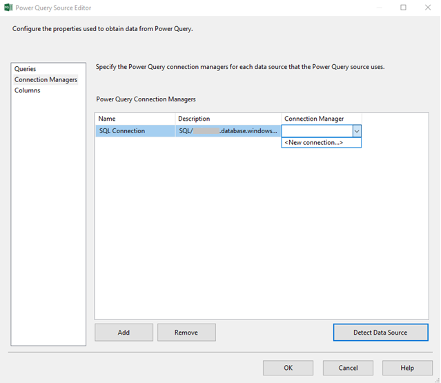 PQ-forráskapcsolat-kezelő lap hozzáadása