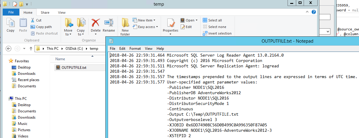 Screenshot of Output text file.