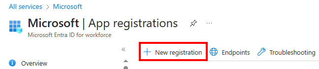 Képernyőkép az Azure Portal Alkalmazásregisztrációk paneljéről.