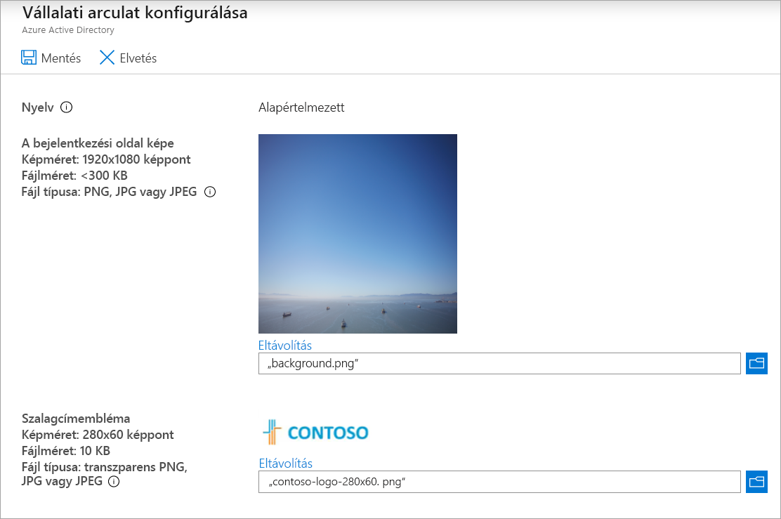 Screenshot that shows the configure company branding form.