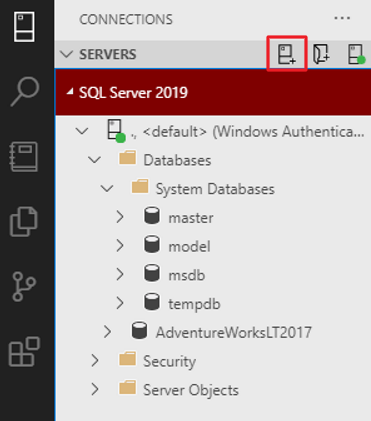 Screenshot of how to create a new connection in Azure Data Studio.