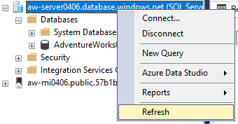 Screenshot of how to refresh the database connection.