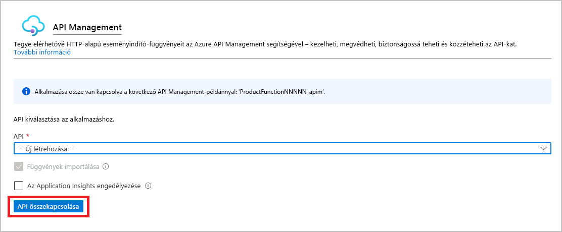 Screenshot of API Management highlighting the Link API button.