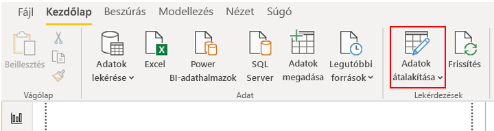 A Power Query-szerkesztő megnyitása
