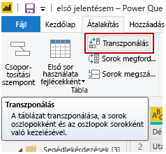 A Transzponálás gomb képernyőképe