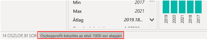 Képernyőkép az oszlopprofil sorairól.