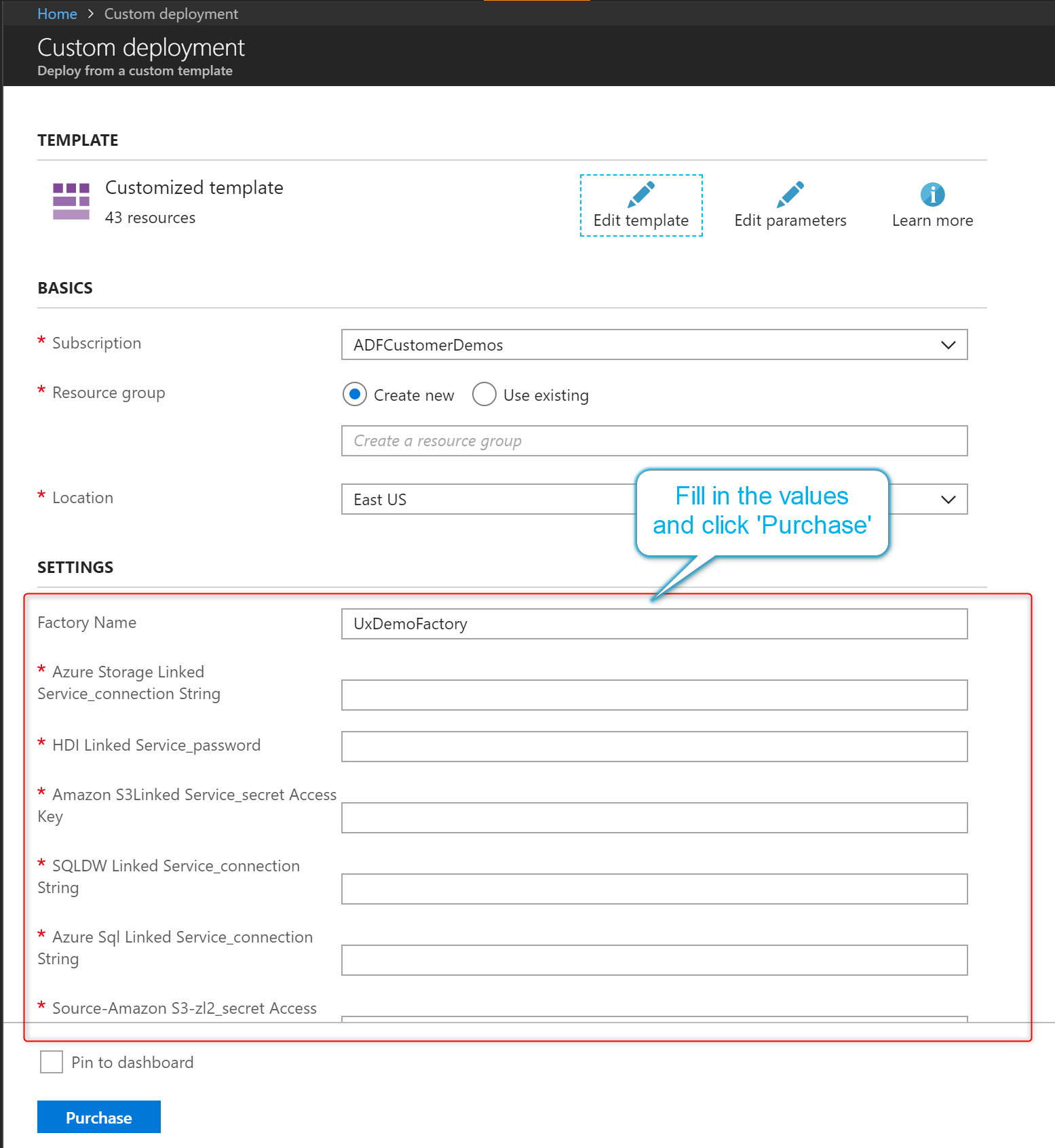 Settings section