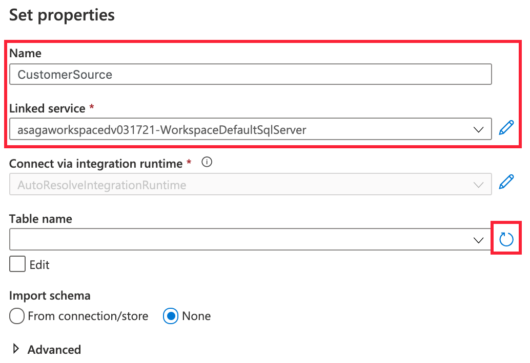 The form is configured as described and the refresh button is highlighted.