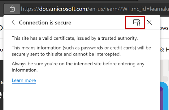 The site has a valid certificate issued by a trusted authority. Information will be securely sent to the site and can't be intercepted.