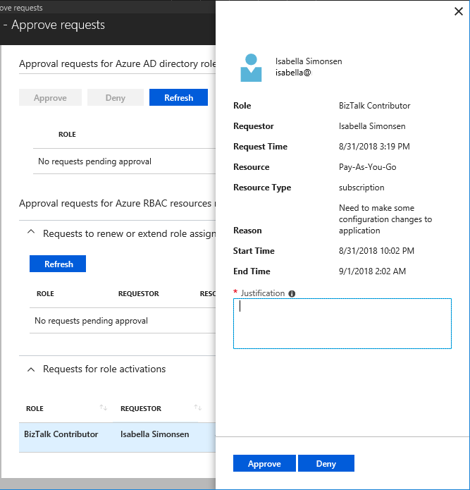 Screen capture showing the approve or deny step.