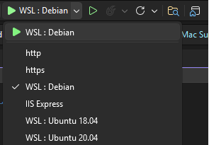 Képernyőkép több WSL-indítási profilról az indítási profilok listájában.