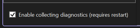 Screenshot of the "Enable collecting diagnostics" setting.