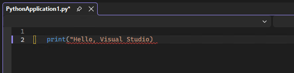 Képernyőkép az IntelliSense szintaxisszínezésről és hibakiemelésről a Visual Studio szerkesztőjében.