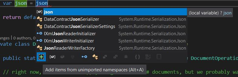 IntelliSense completion list expander triggered