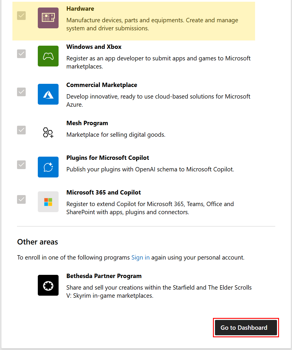 Képernyőkép a Microsoft Partnerközpont 