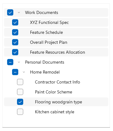 Multiple selection in a tree view