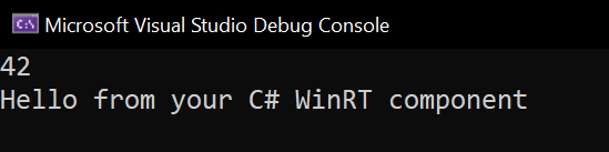 C++/WinRT-konzol kimenete