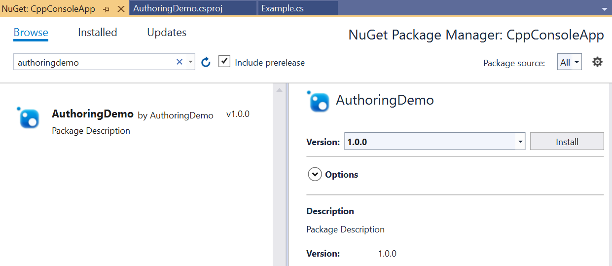 NuGet-csomag telepítése