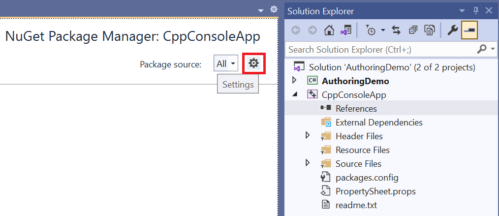 NuGet-beállítások